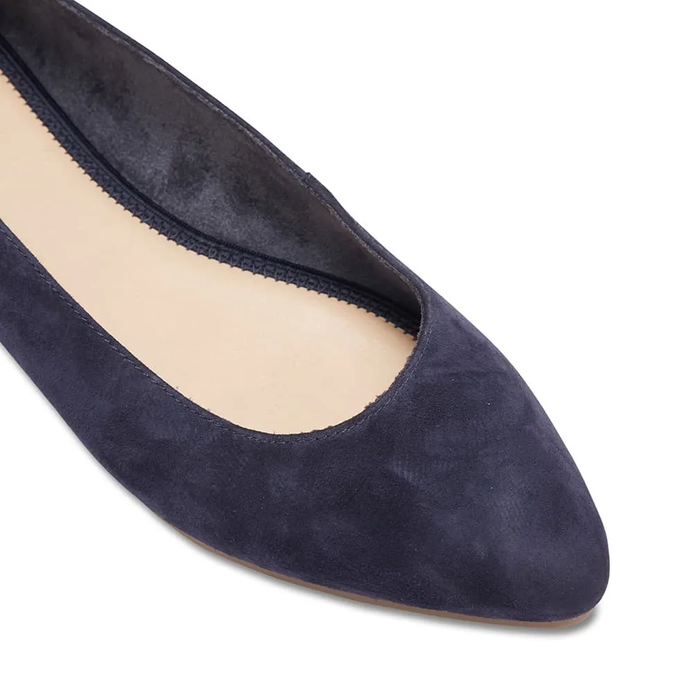 Lucia Flat in Navy Suede