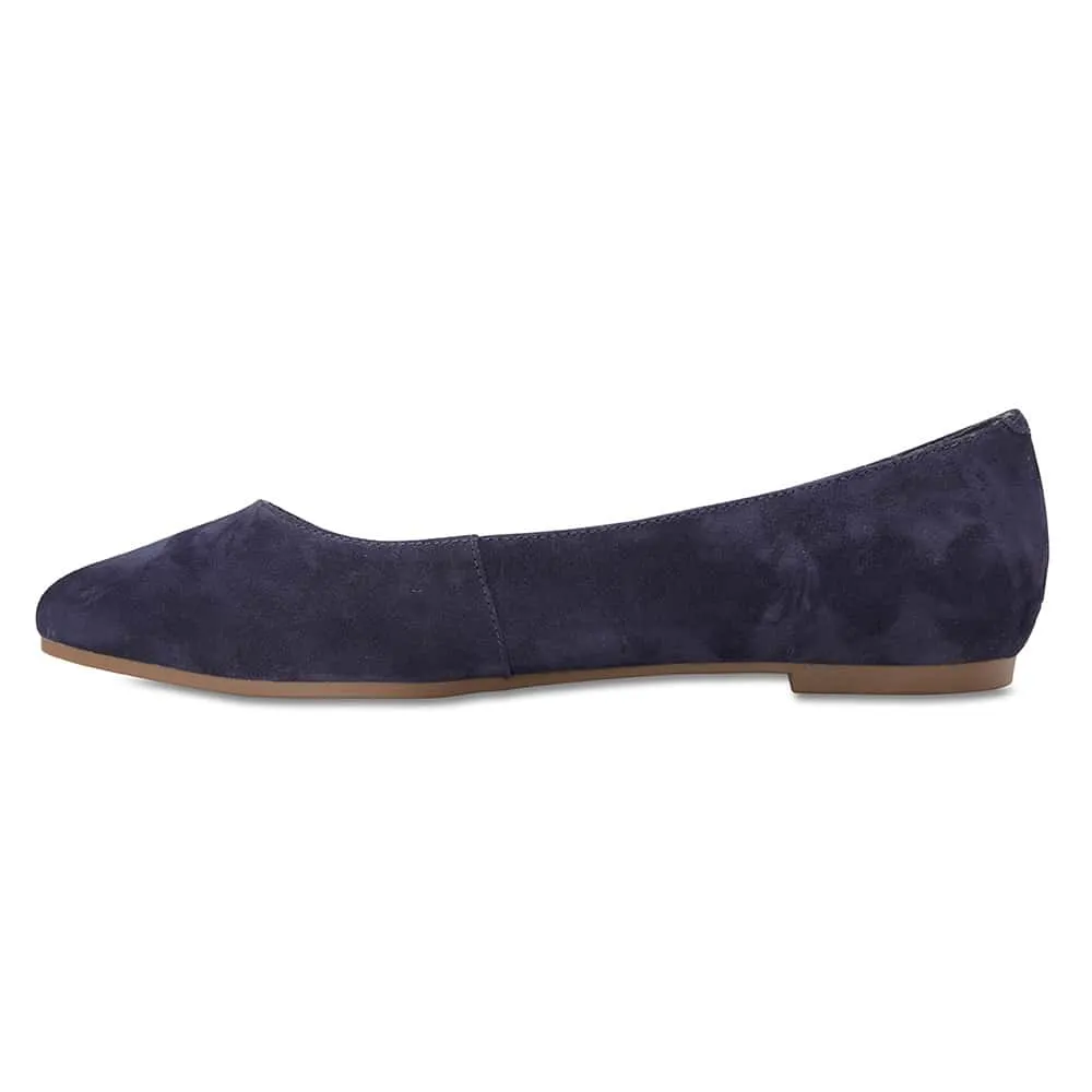 Lucia Flat in Navy Suede