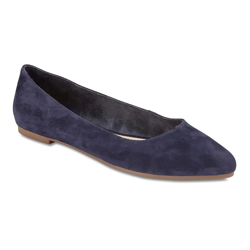 Lucia Flat in Navy Suede