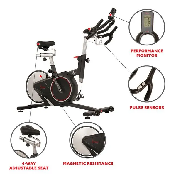 Magnetic Rear Belt Drive Stationary Bike with Cadence Sensor