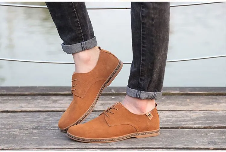 Men Casual Leather Chaussure Homme Shoes Orange Vintage