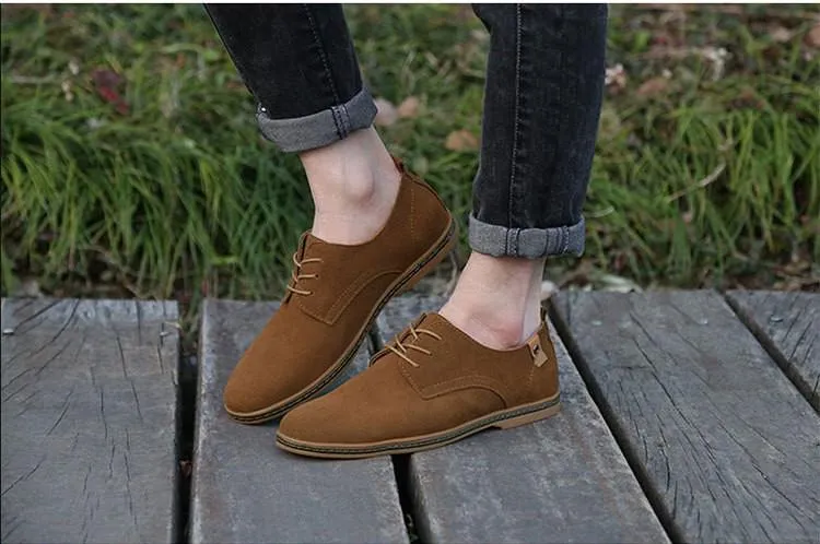 Men Casual Leather Chaussure Homme Shoes Orange Vintage