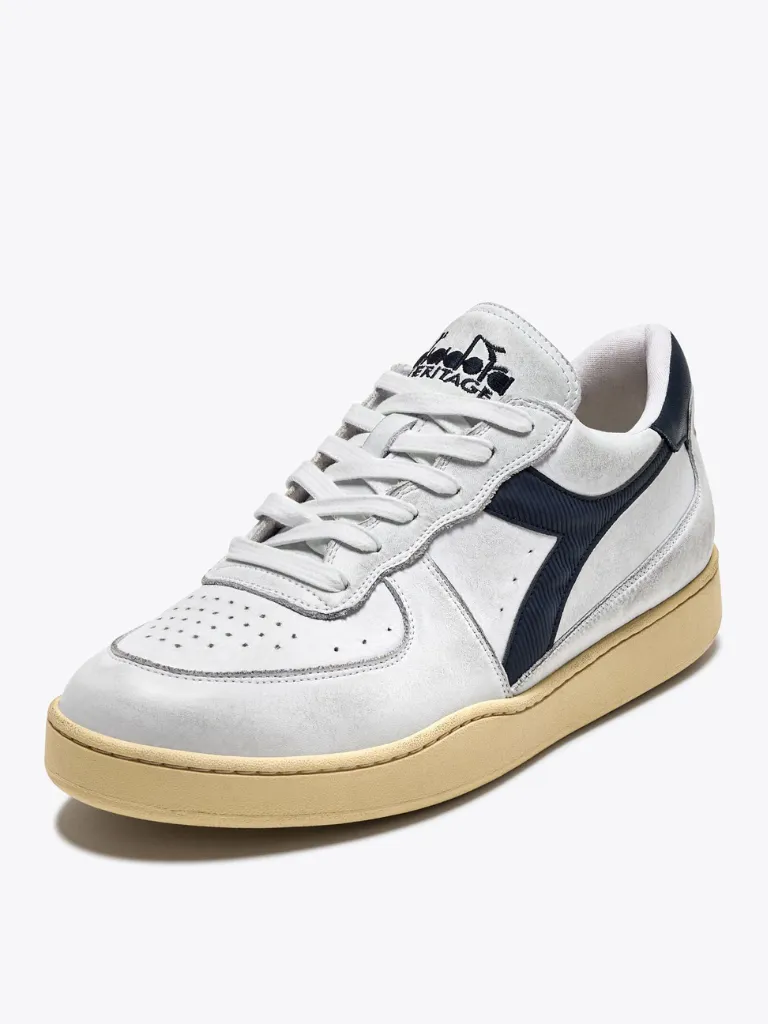 MI Basket Low Heritage Shoe in Dirty White/Blue