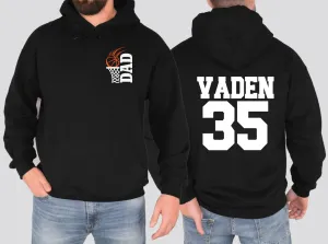 Personalized Basketball Dad Hoodie with Name & Number On Back