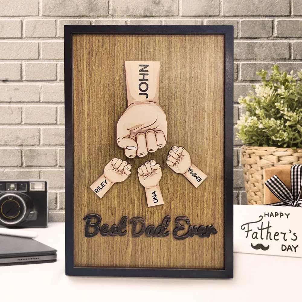 Personalized Father's Day Fist Bump Sign with Name Wooden Plaque Decor Gift for Dad