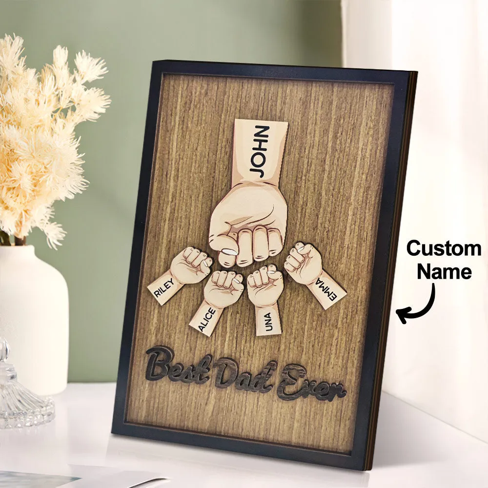 Personalized Father's Day Fist Bump Sign with Name Wooden Plaque Decor Gift for Dad