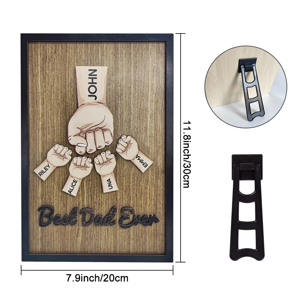 Personalized Father's Day Fist Bump Sign with Name Wooden Plaque Decor Gift for Dad