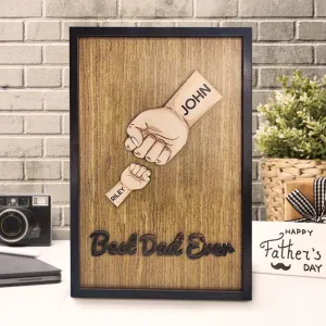 Personalized Father's Day Fist Bump Sign with Name Wooden Plaque Decor Gift for Dad