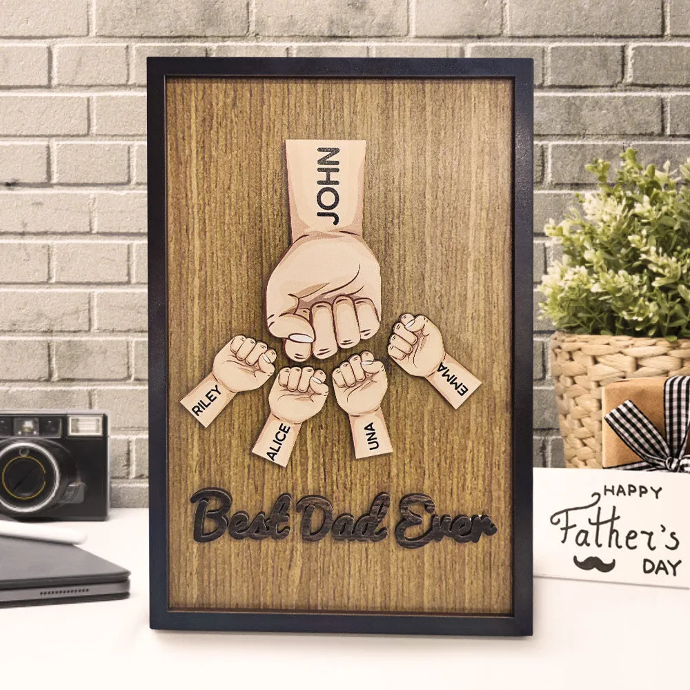 Personalized Father's Day Fist Bump Sign with Name Wooden Plaque Decor Gift for Dad