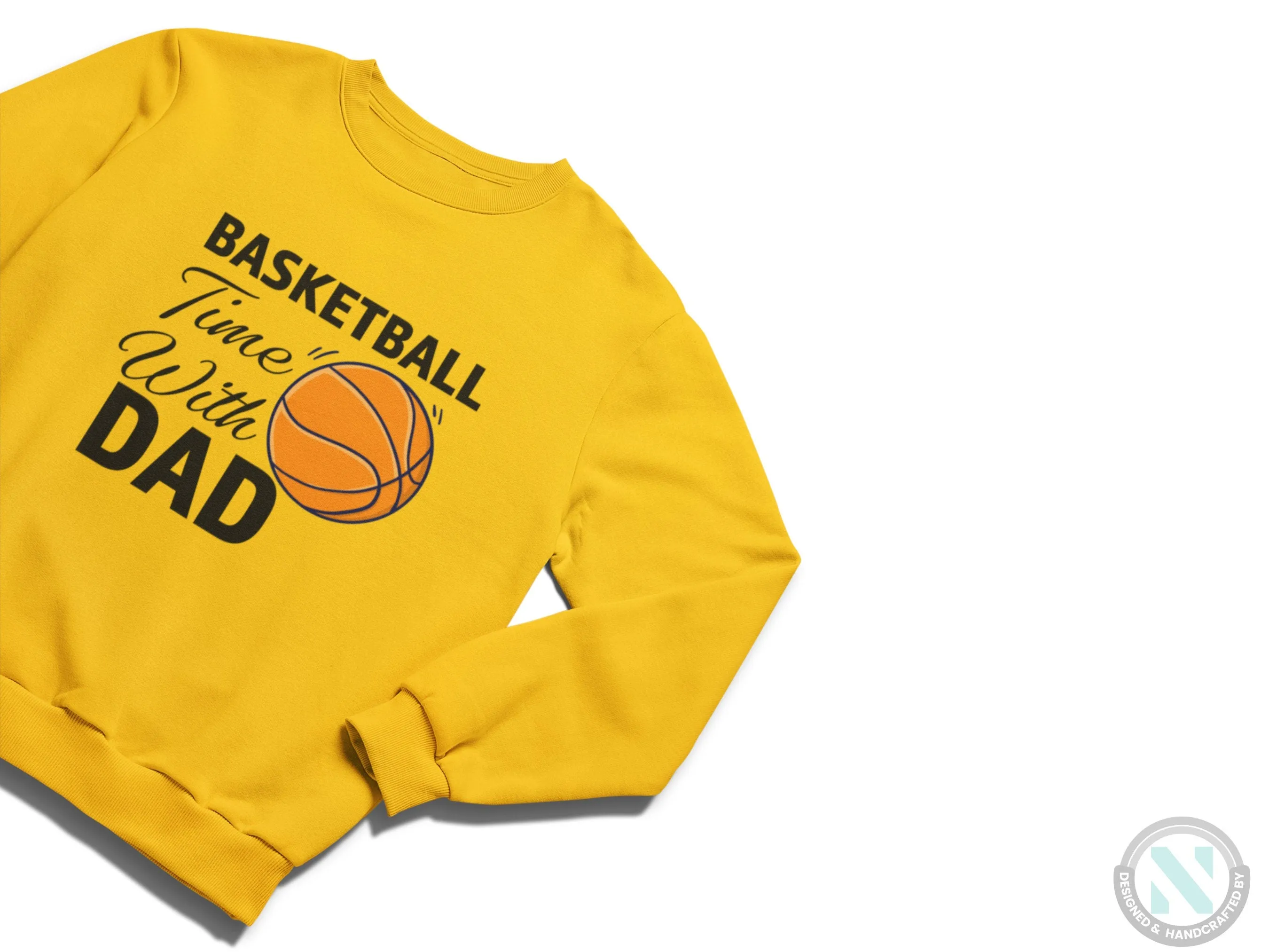 Personalized Name Sport Sweatshirt with Basketball Time with Dad Text