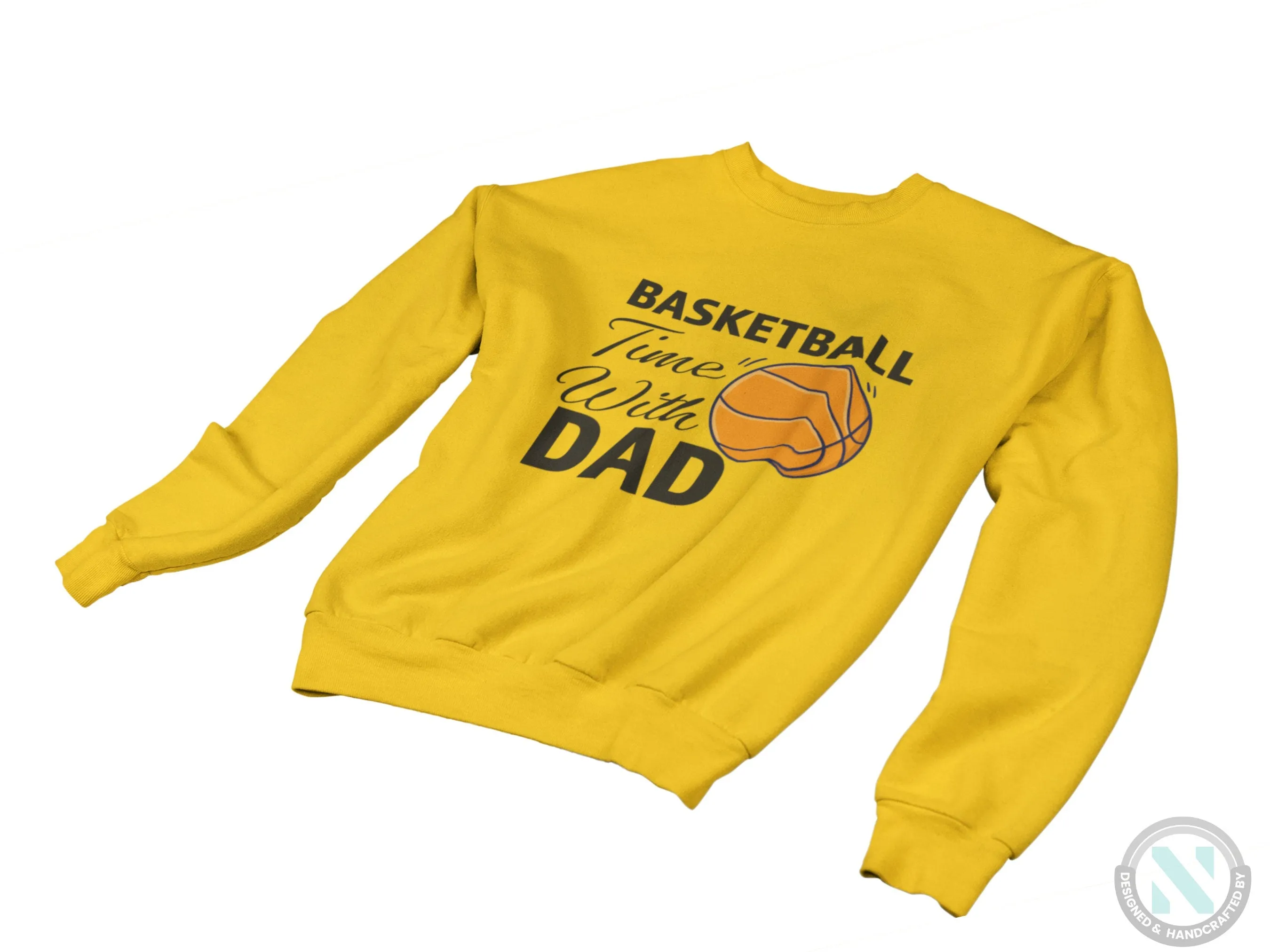 Personalized Name Sport Sweatshirt with Basketball Time with Dad Text