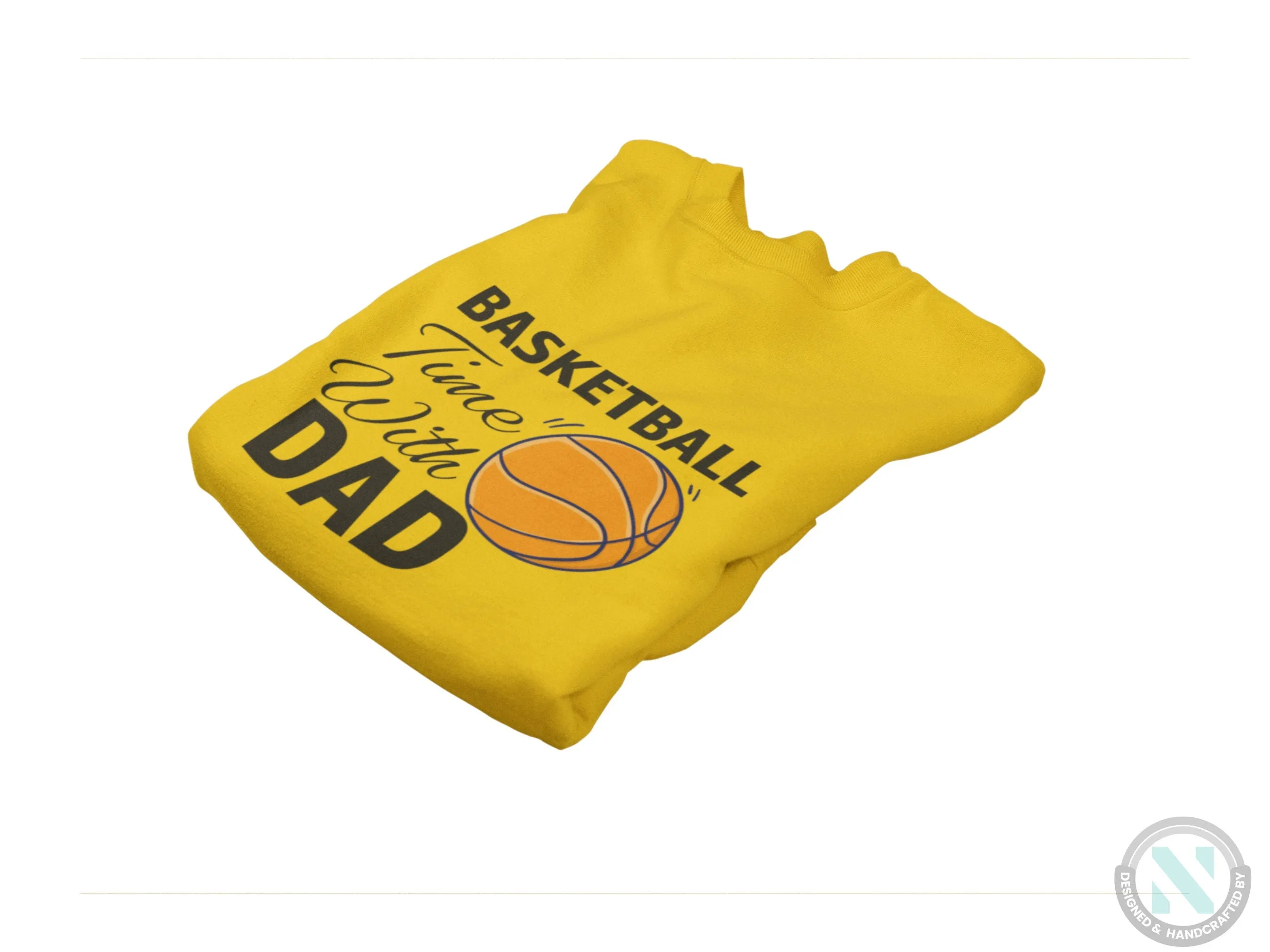 Personalized Name Sport Sweatshirt with Basketball Time with Dad Text