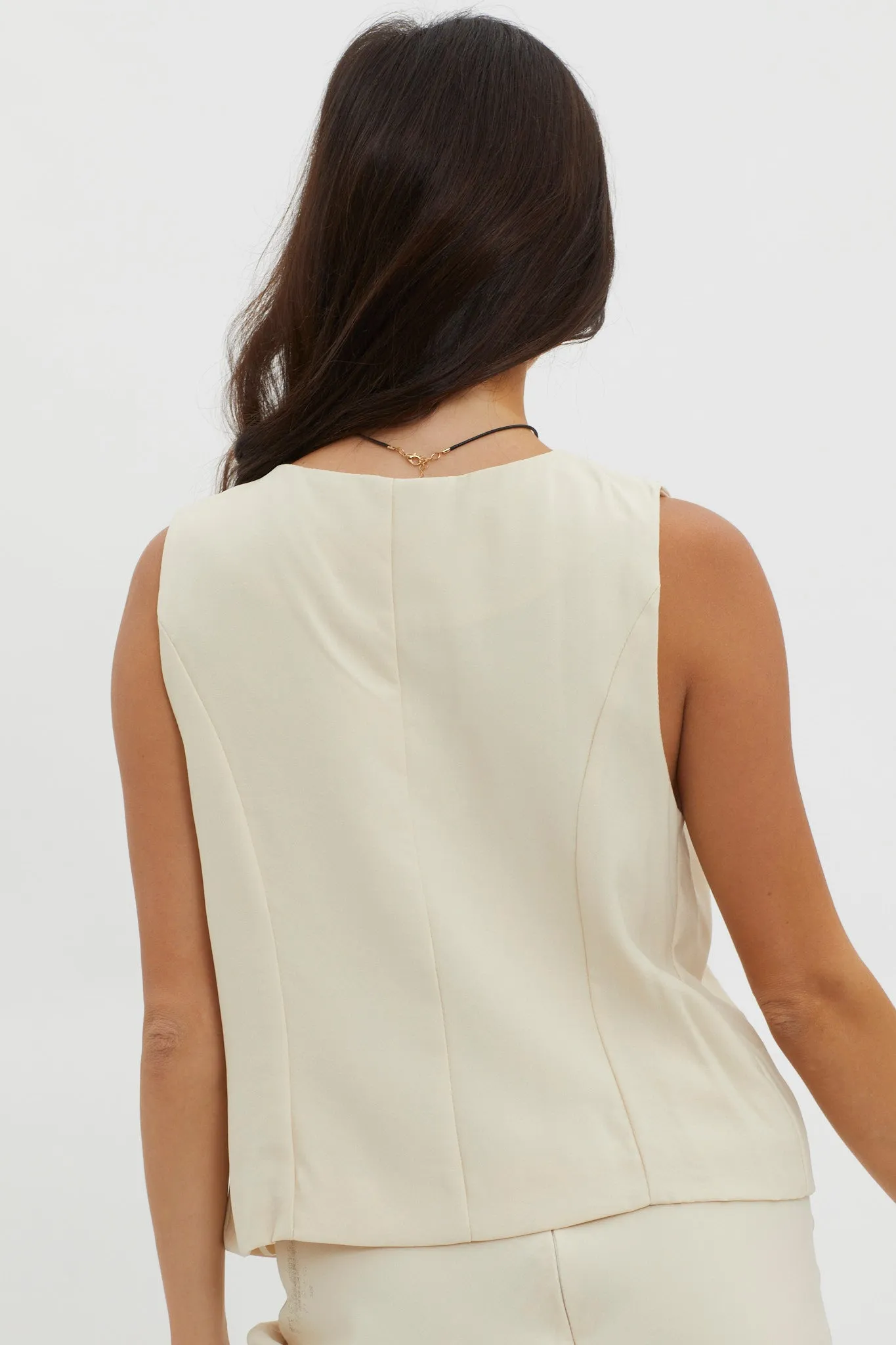 Philomena Button Vest Top Oat