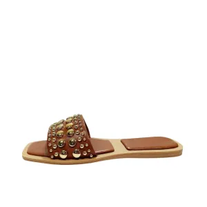 Pre Order:  Square Toe Rubber Rivet Square Toe Flat Sandals