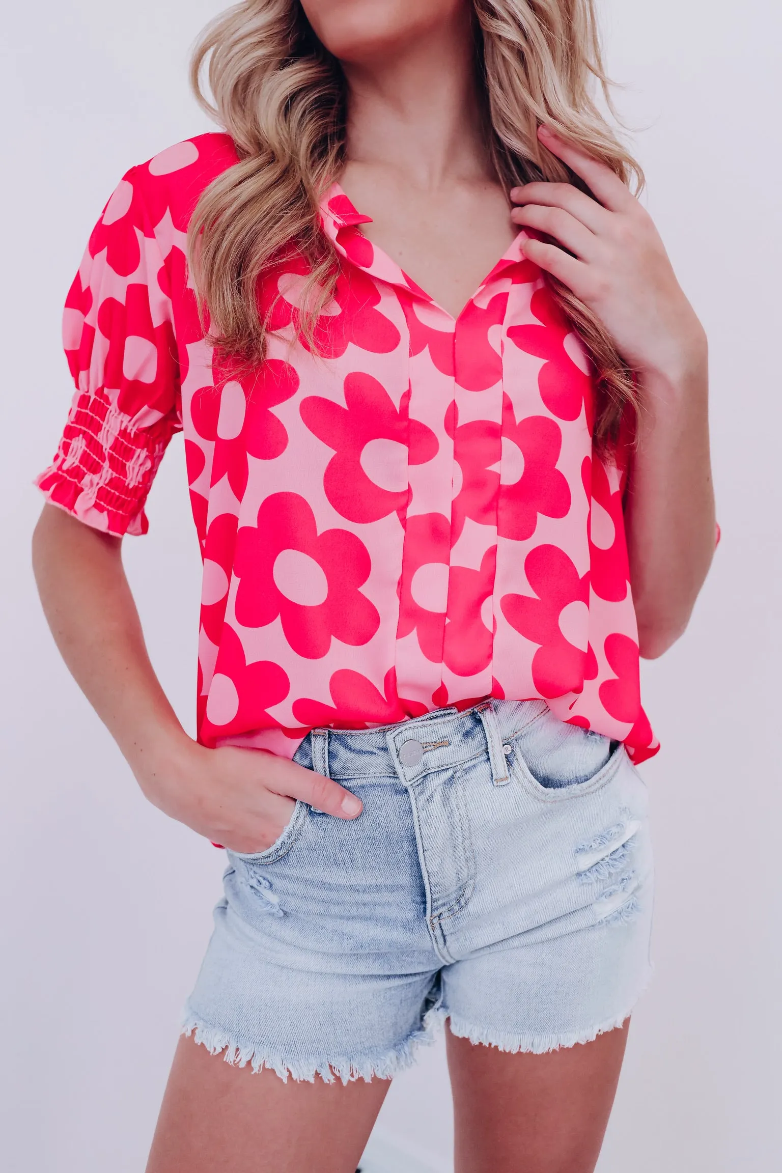 Primrose Floral Print Blouse - Pink