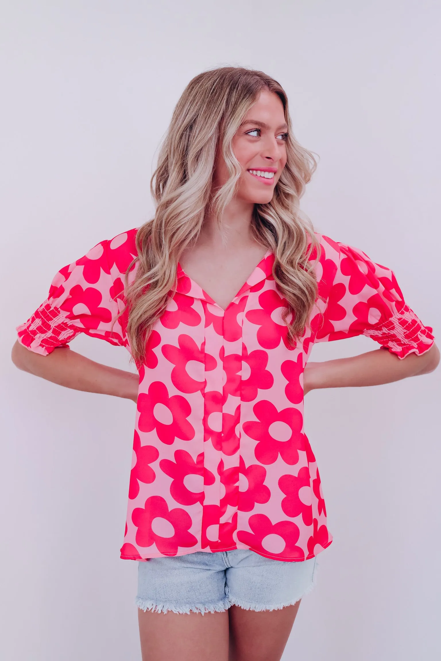 Primrose Floral Print Blouse - Pink