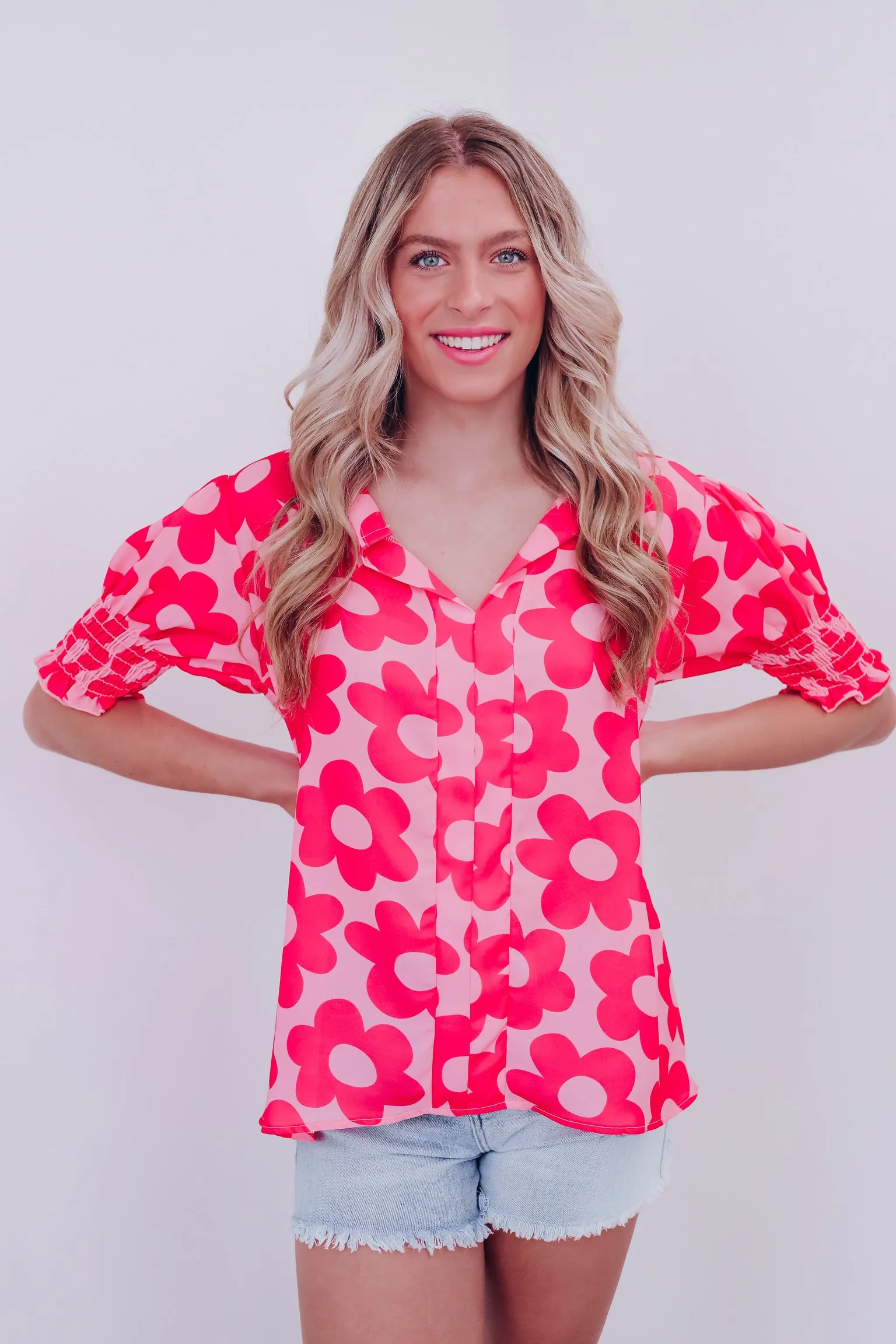 Primrose Floral Print Blouse - Pink