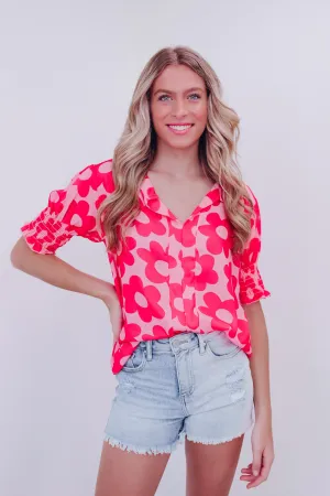 Primrose Floral Print Blouse - Pink