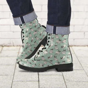 Pug Lover Vegan Leather Boots Green