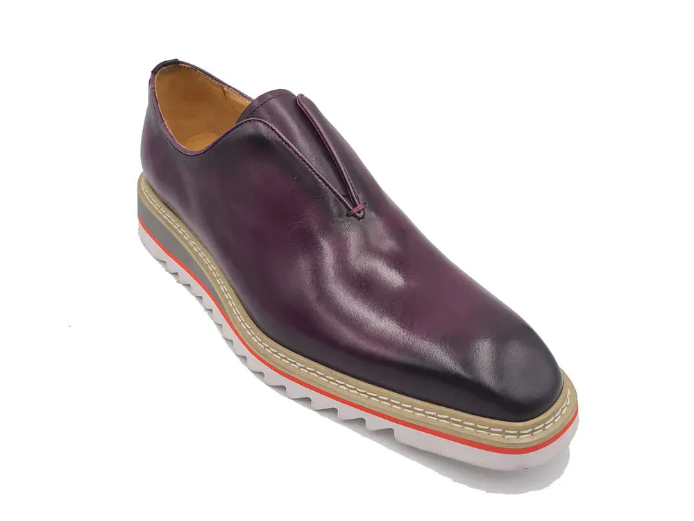 Purple Carrucci Men's Shoes Laceless Slip-On Loafer with Contrast Color Style No: K55S0-08