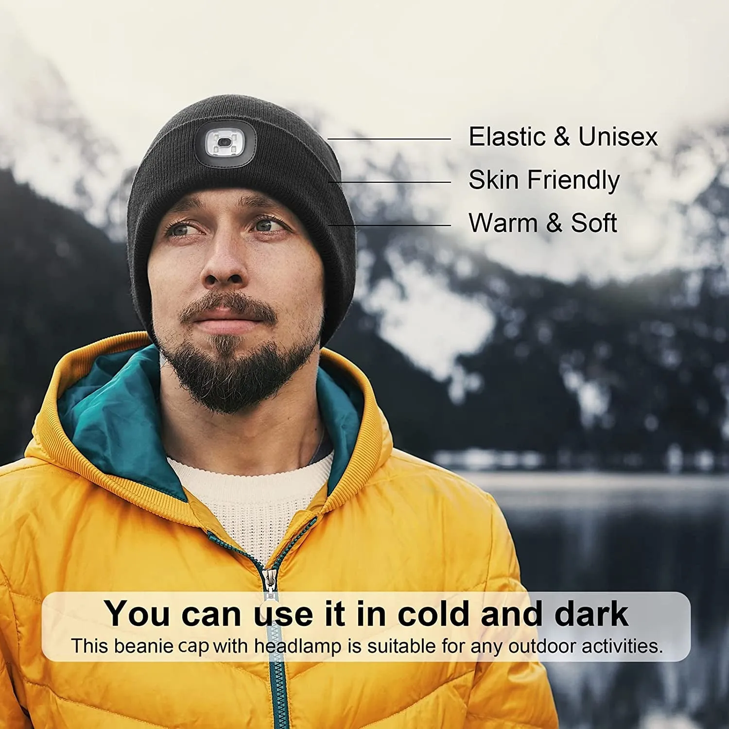 "Illuminate Your Outdoor Adventures with our LED Lighted Beanie - The Ultimate Tech Gift for Men, Dad, or Father!"