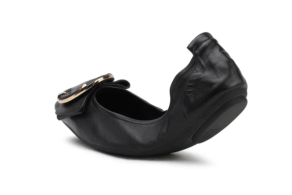 Round Buckle Foldable Flats