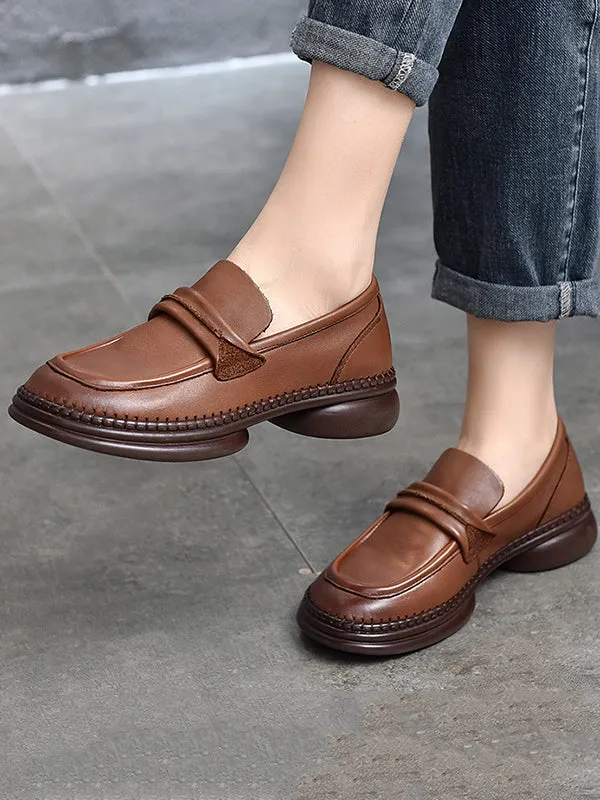 Round-Toe Solid Color Square-Toe Shoes