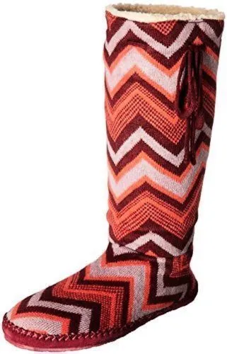 Sanuk Snuggle Up Burgundy / Multi Chevron Boots