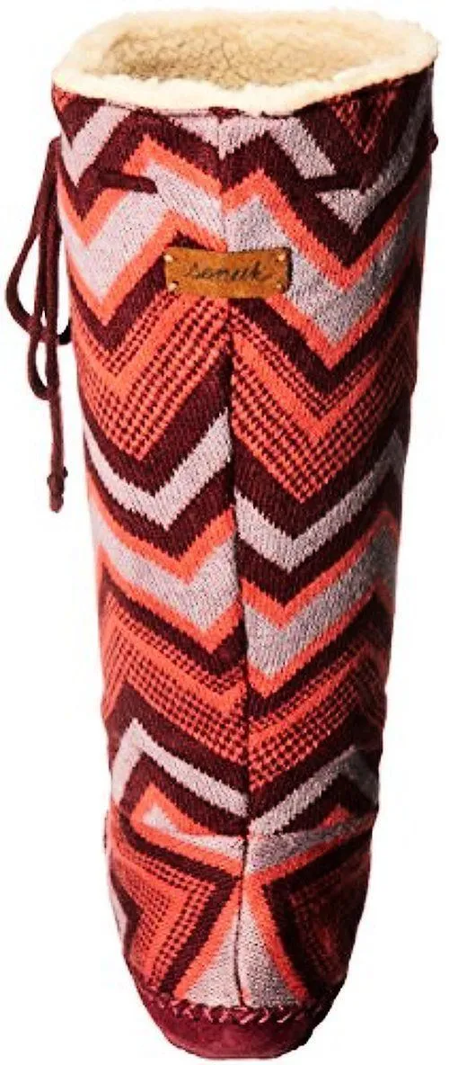 Sanuk Snuggle Up Burgundy / Multi Chevron Boots