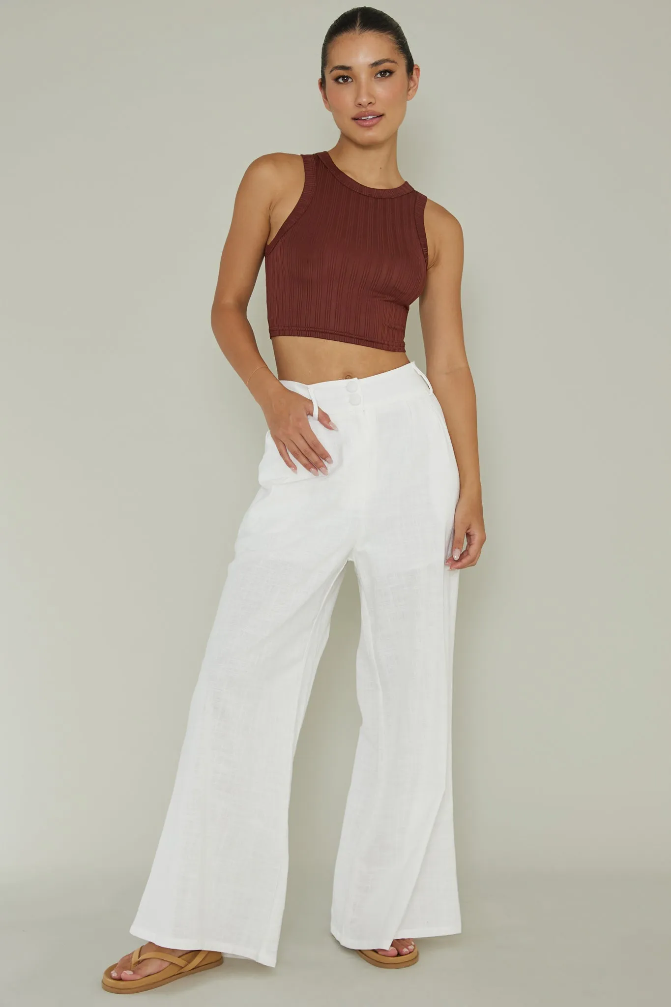 Seeker Ribbed Crop Top Mocha