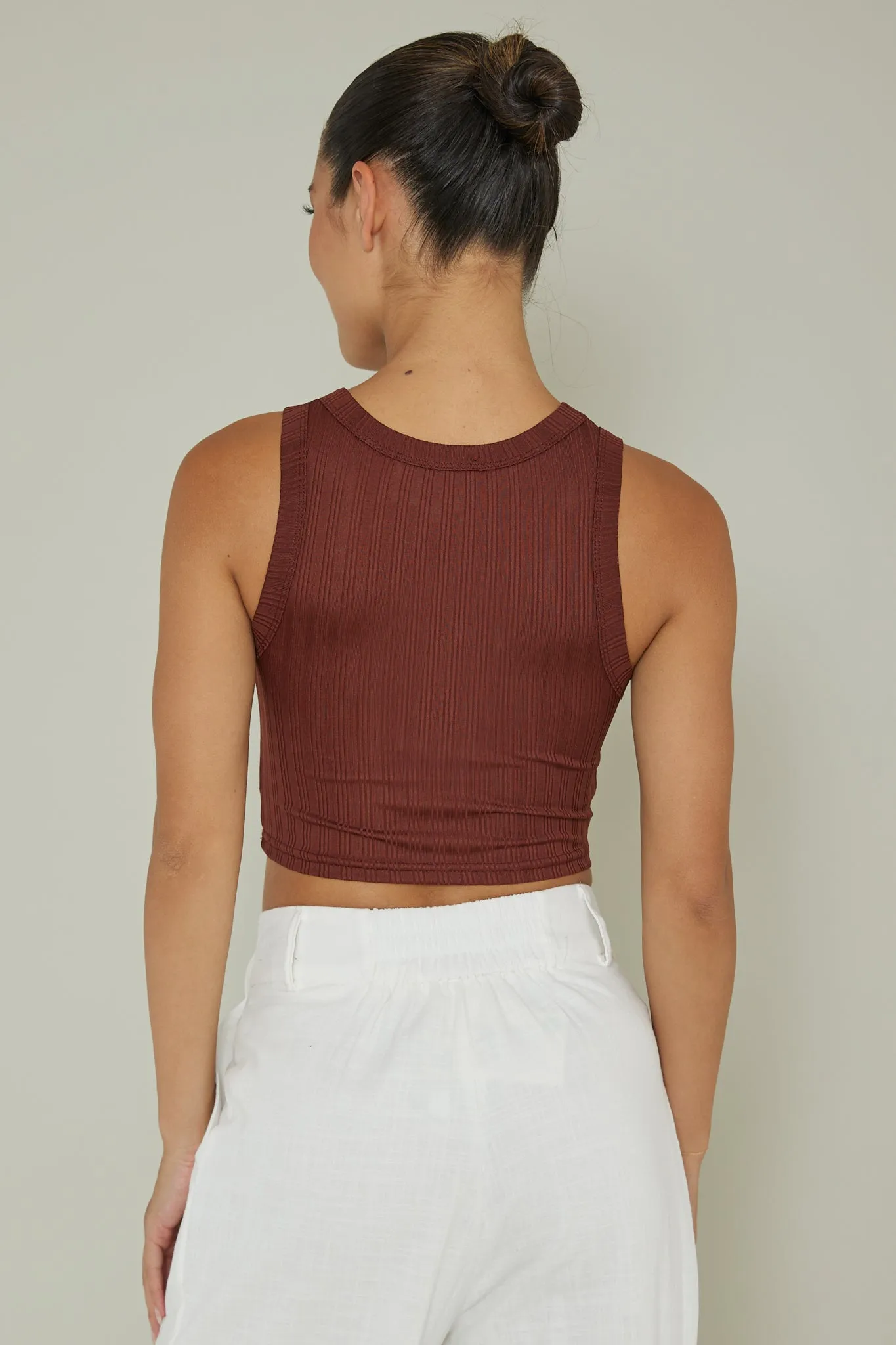 Seeker Ribbed Crop Top Mocha