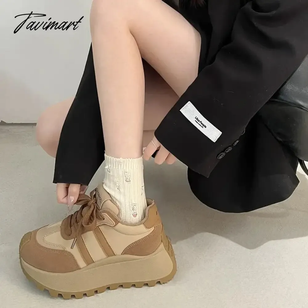 Tavimart Heightened thick soled dad shoes for women's new autumn and winter versatile Forrest Gump lightweight sports shoes