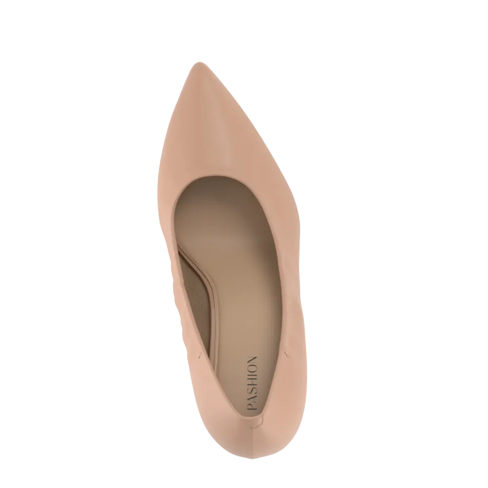 The Pump - Latte Stretch Leather Flat