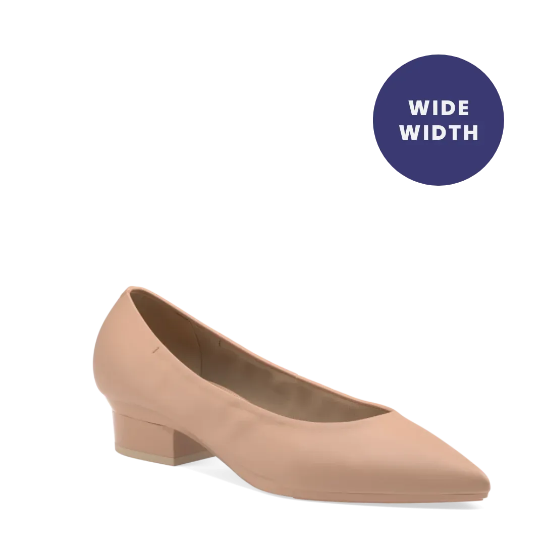 The Pump Wide Width - Latte Stretch Leather Flat