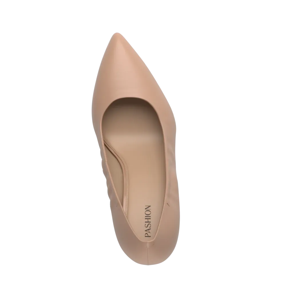 The Pump Wide Width - Latte Stretch Leather Flat