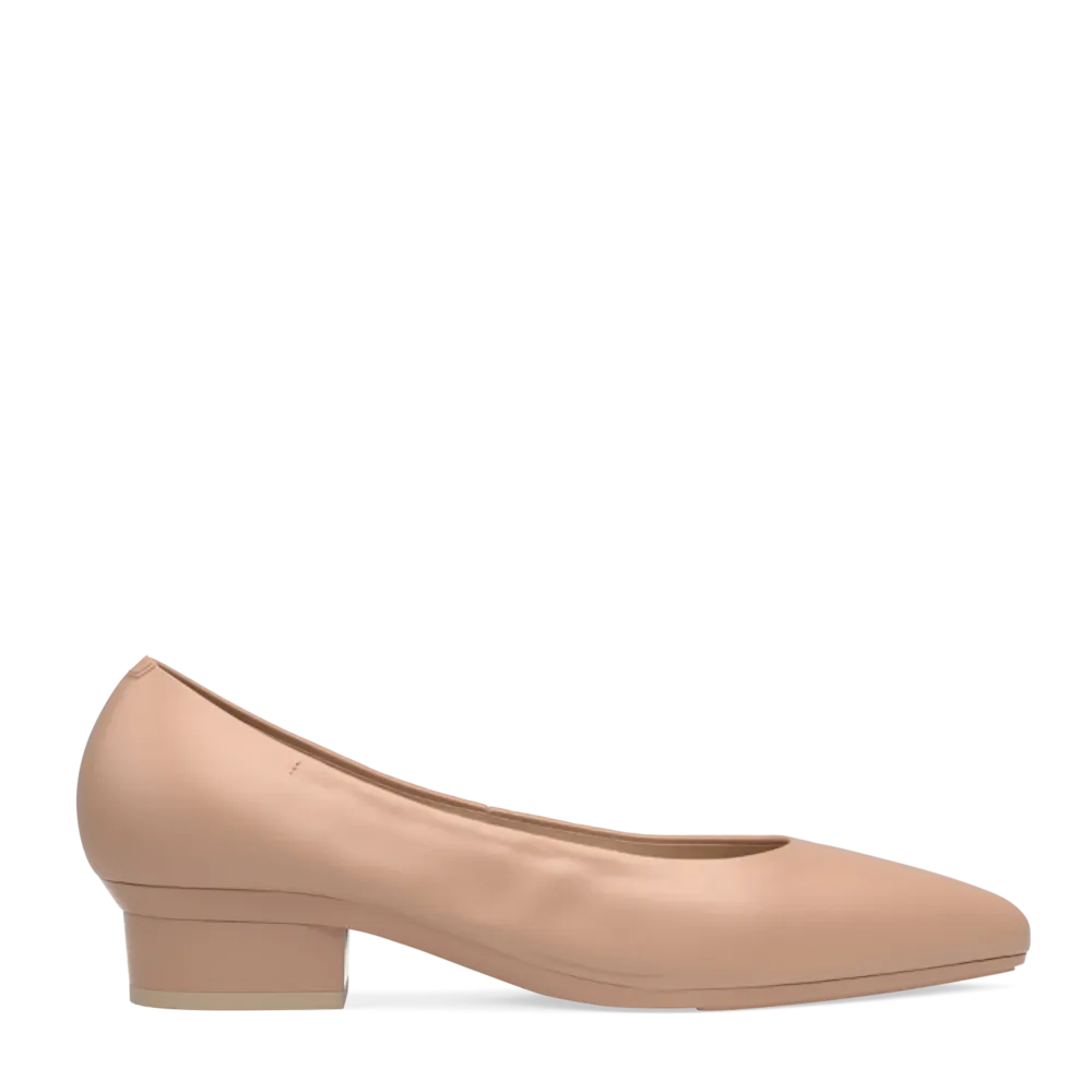 The Pump Wide Width - Latte Stretch Leather Flat