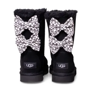 UGG Bailey Bow Checker Black Boots - Women's