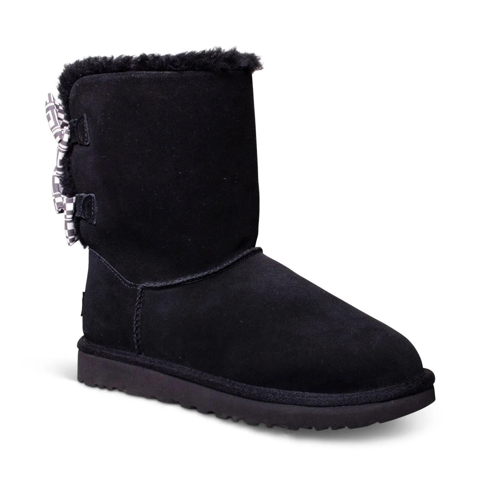 UGG Bailey Bow Checker Black Boots - Women's