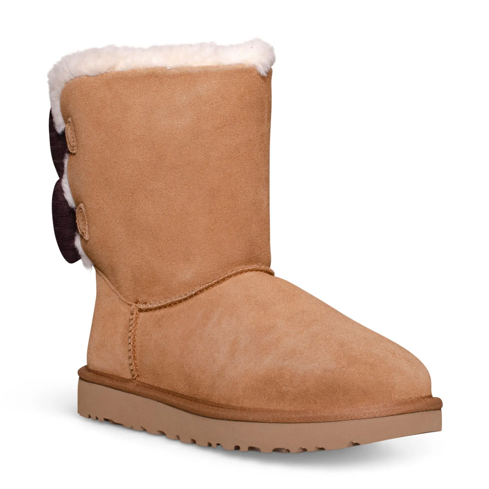 UGG Bailey Ribbed Bow Chestnut Boots - Women's