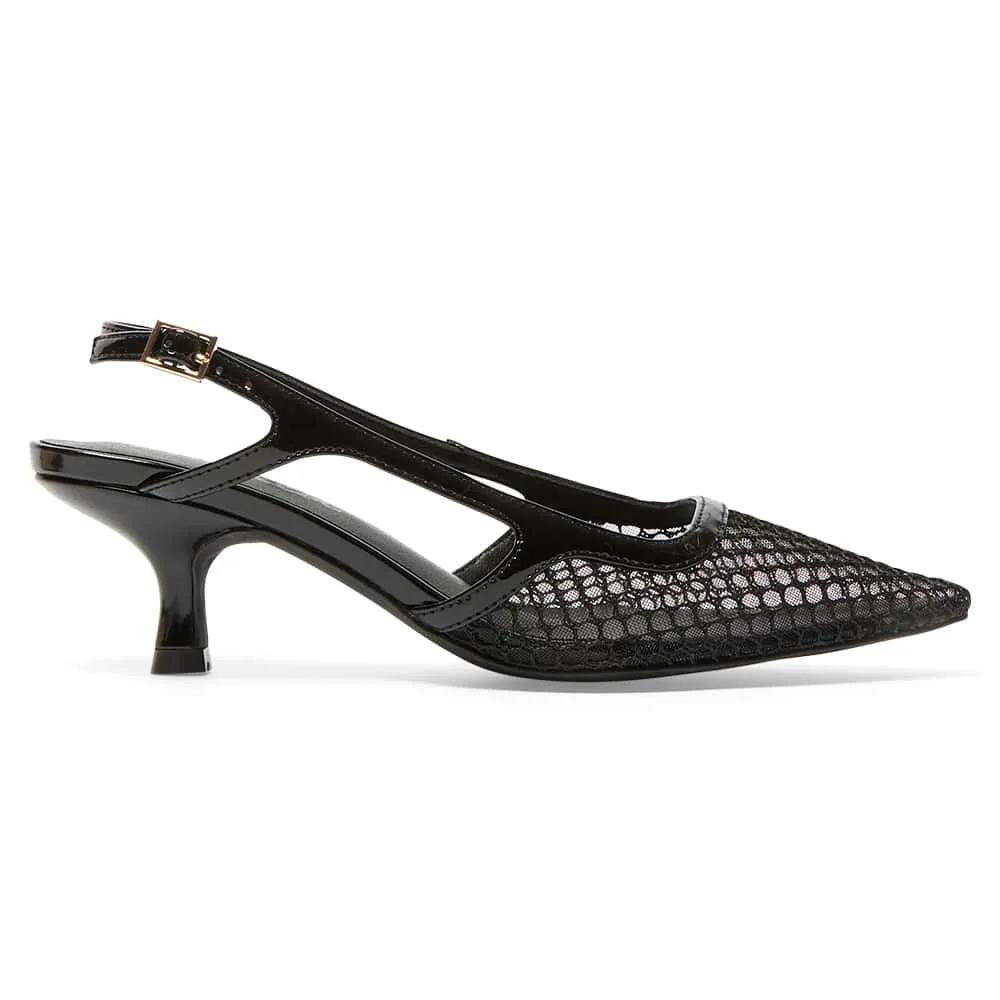 Valencia Heel in Black Mesh