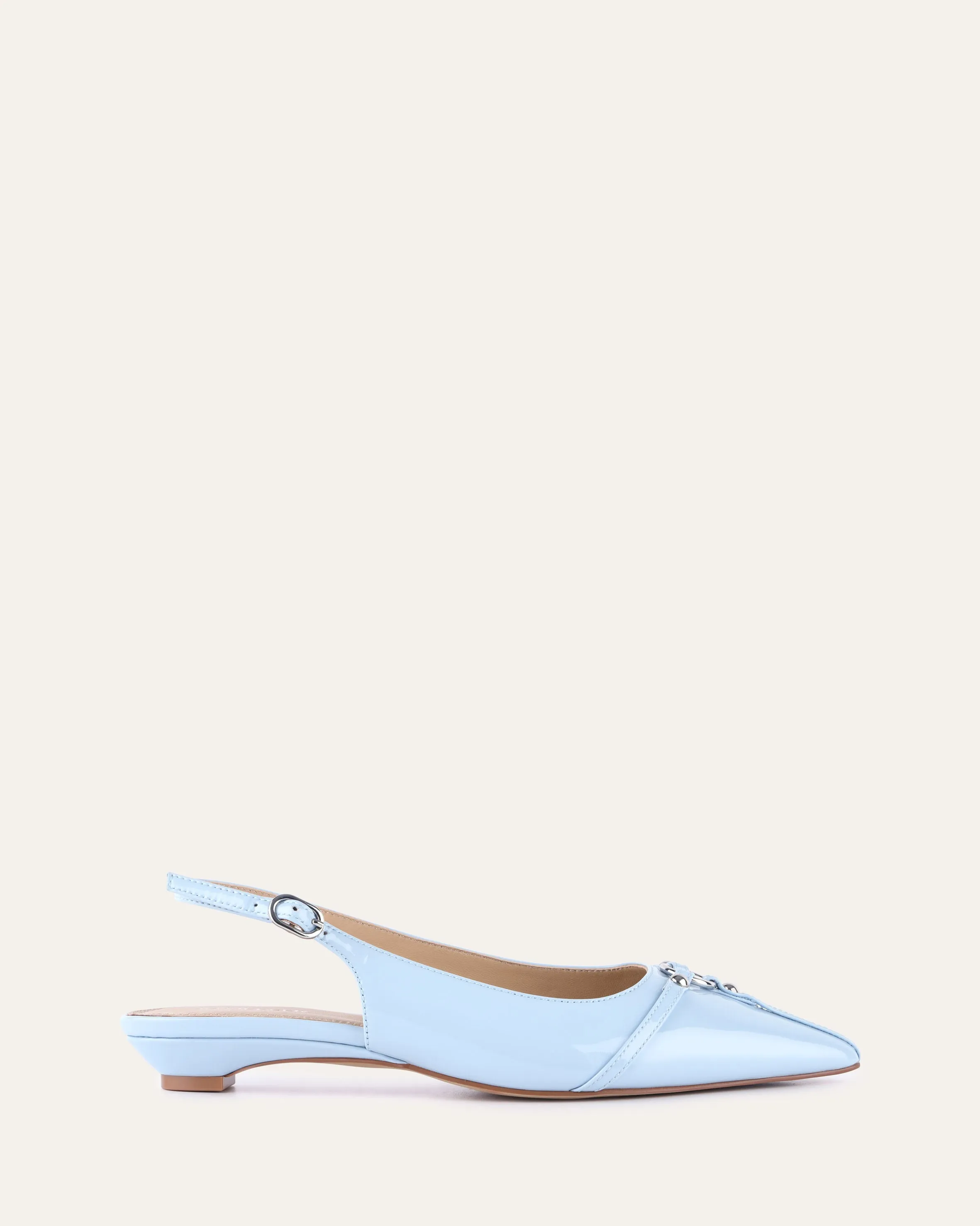 VICTORIA DRESS FLATS SKY BLUE PATENT