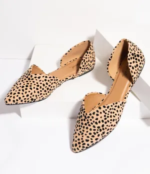 Vintage Style Cheetah Suede dOrsay Flats