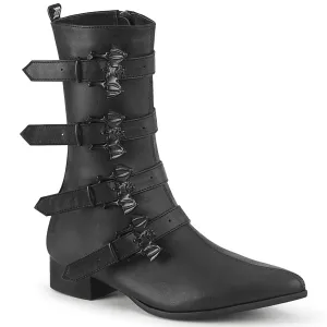 WARLOCK-110-B Black Vegan Leather