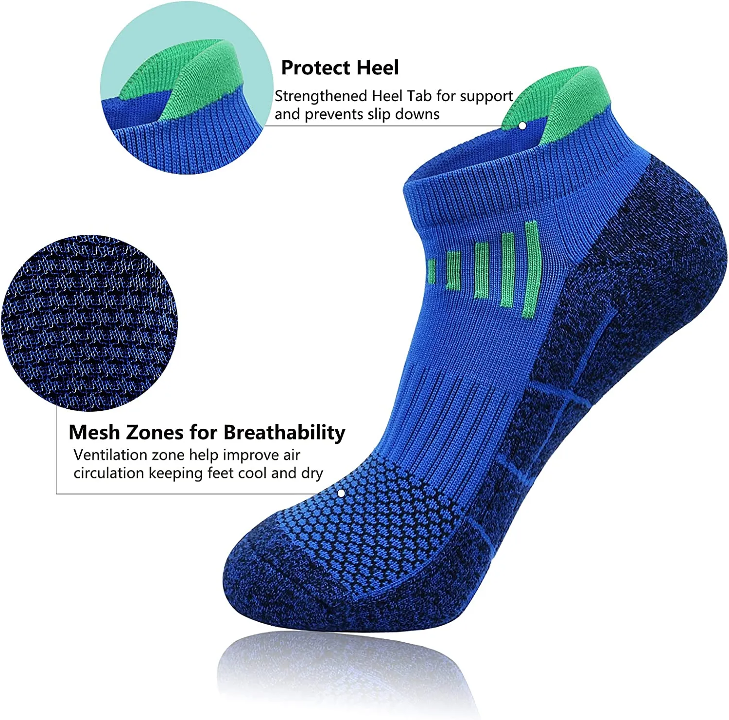 Wholesale Men's Low Cut Ankle Athletic Socks Cotton Mesh Cushioned Running Ventilation Sports Tab Socks