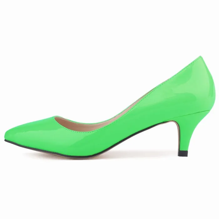 Women wedding heels | candy color pointed toe kitten heels | slip on bridal heels