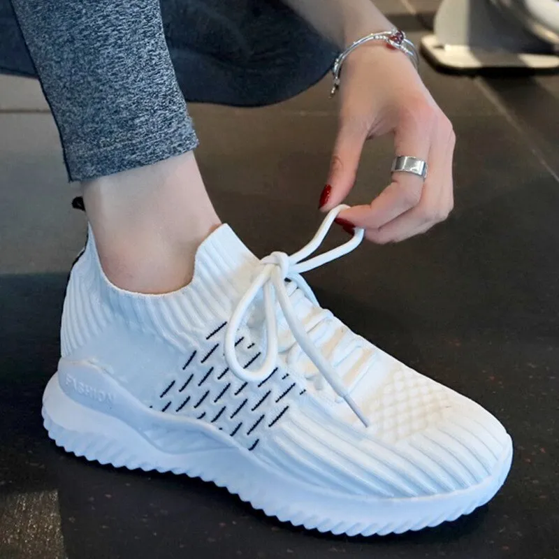 Women   White Sneakers Streetwear Women Wedges