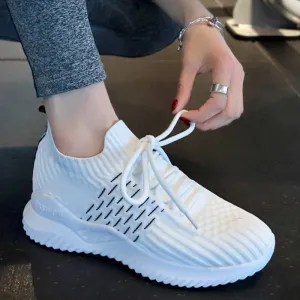 Women   White Sneakers Streetwear Women Wedges