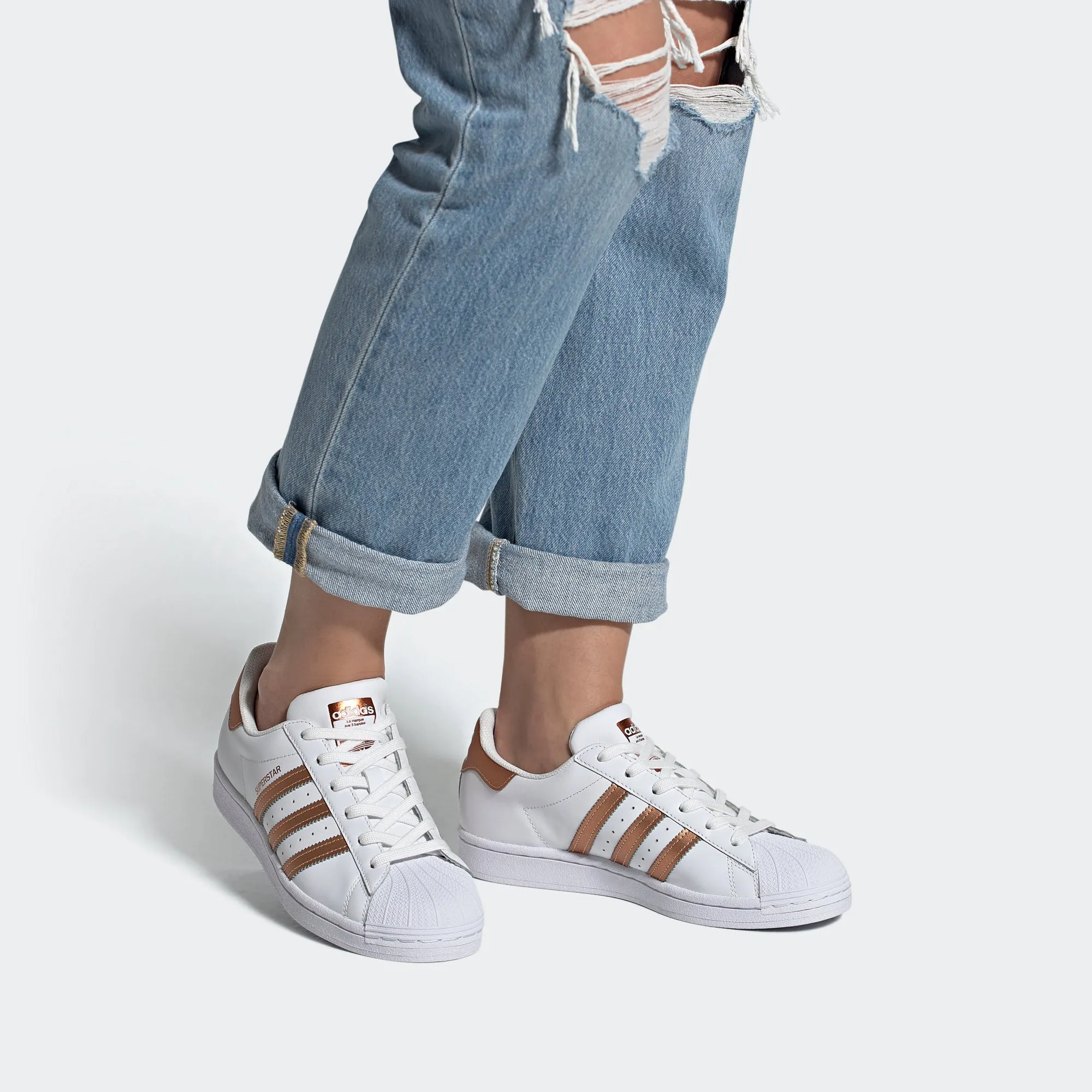 Women's adidas Originals Superstar Shoes White Copper