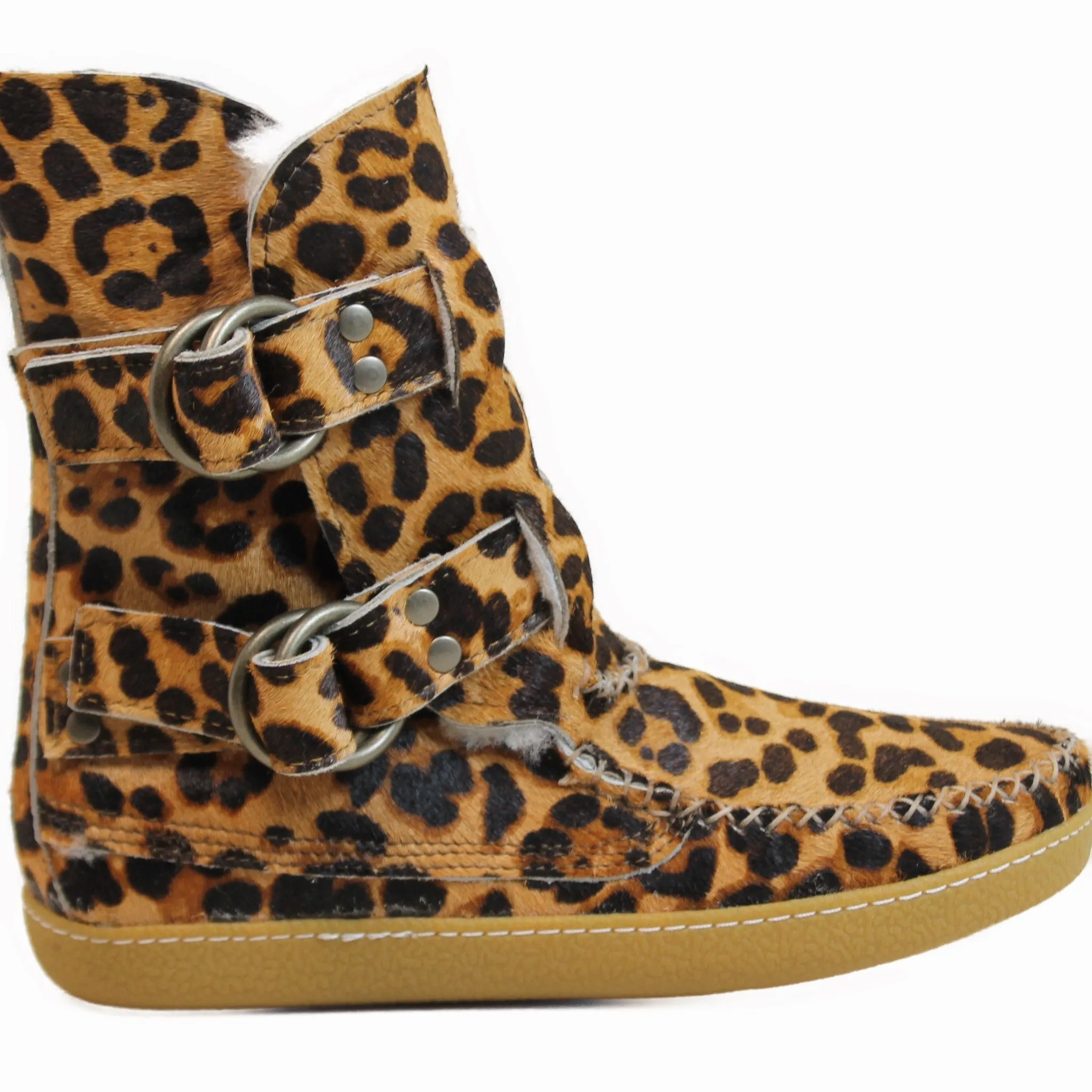 Women's Twinstrap Ring Boot - Leopard Hair On