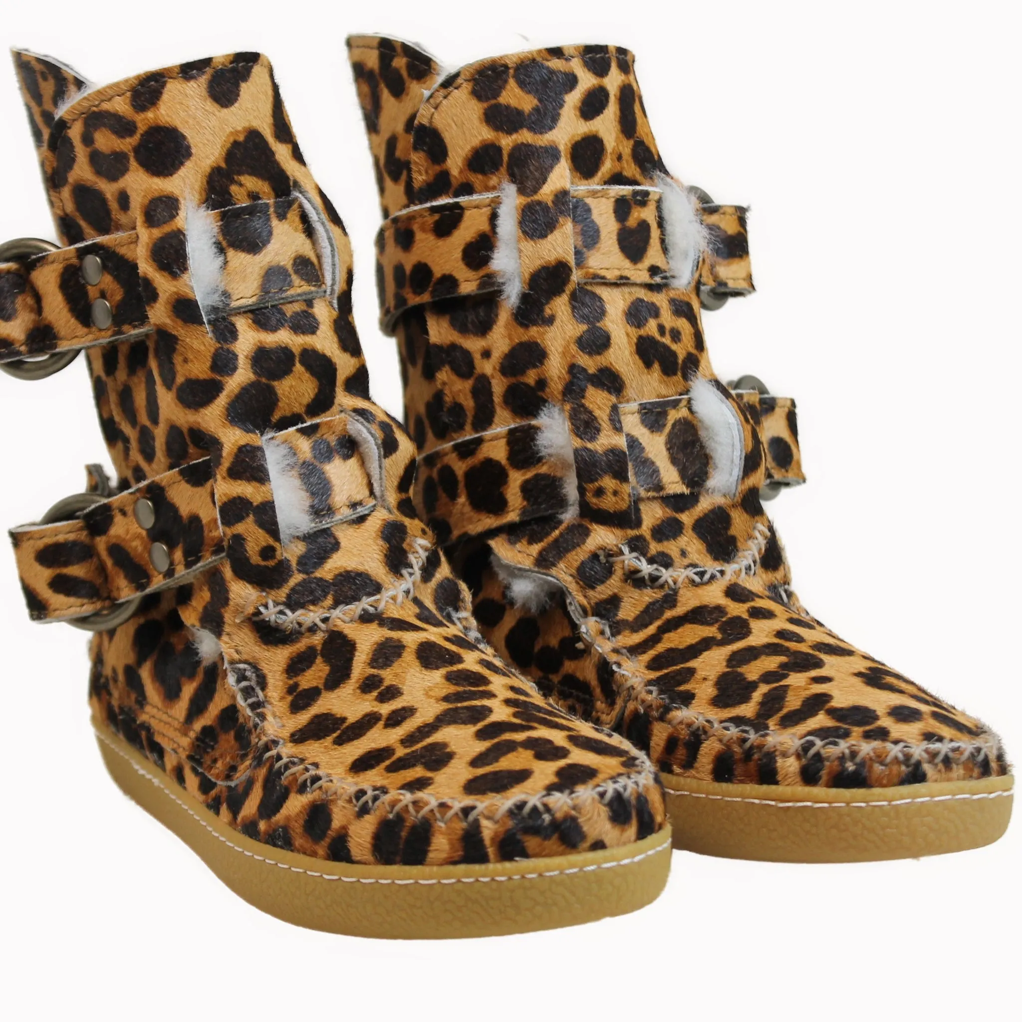 Women's Twinstrap Ring Boot - Leopard Hair On